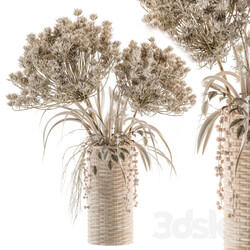 Dry plants 22 dried Bouquet in Wicker Basket Vase 