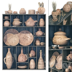 Dishes clay pattern n1 Rack Clay crockery with patterns 