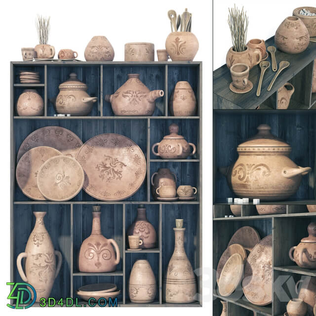 Dishes clay pattern n1 Rack Clay crockery with patterns