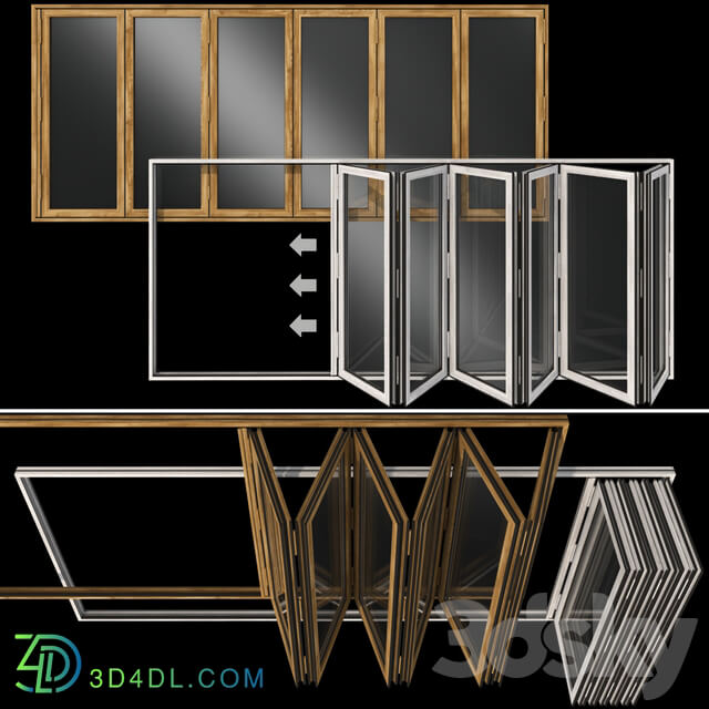 Folding stained Glass Wooden Doors