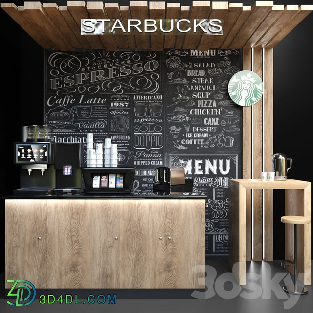 Coffee point Starbucks. Cafe 3D Models