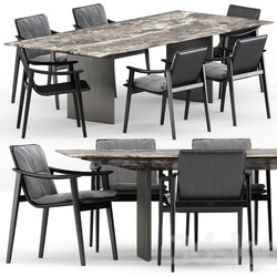 Table Chair FYNN chair and LINHA DINING TABLE 3 by Minotti 