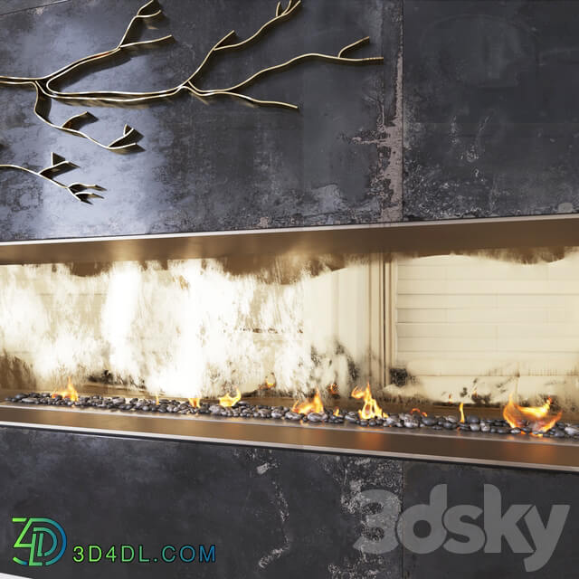 Decorative fireplace branches