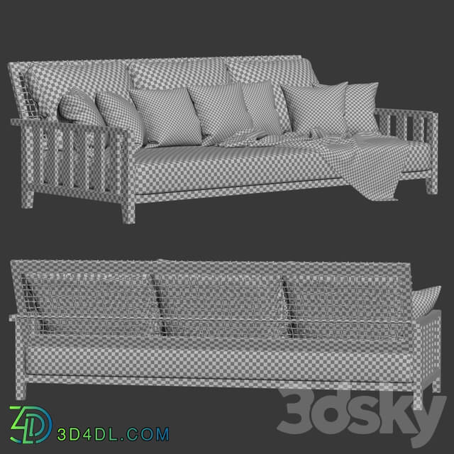 Three seater garden sofa with plaid Three seater garden sofa with plaid
