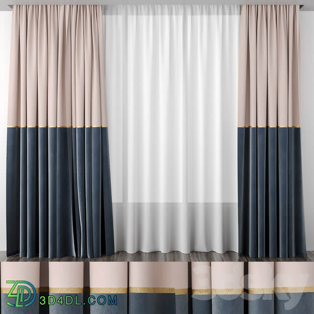 Curtains baked milk and gray blue 50 50