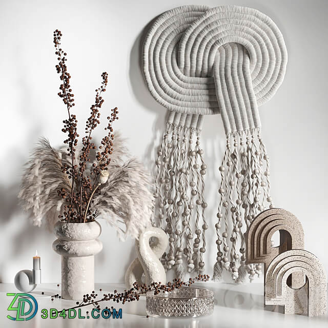 Decorative set 05 with Macrame and berry branch