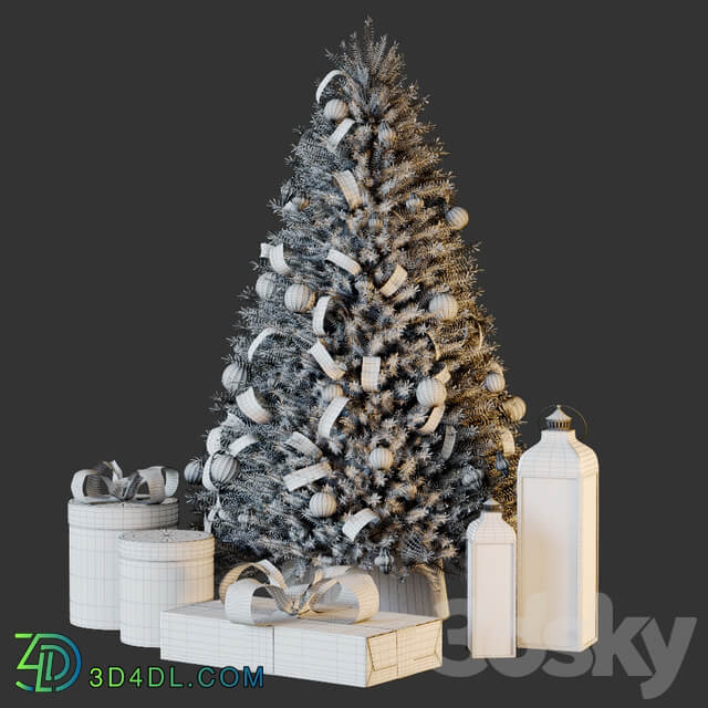 Christmas tree with decor 1 3D Models