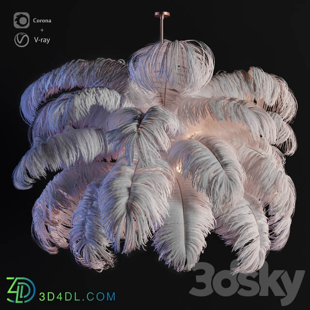 Pendant light Natural Ostrich Feather Modern Chandelier