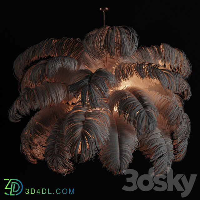 Pendant light Natural Ostrich Feather Modern Chandelier