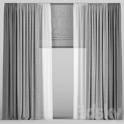 Curtains in two colors with roman 
