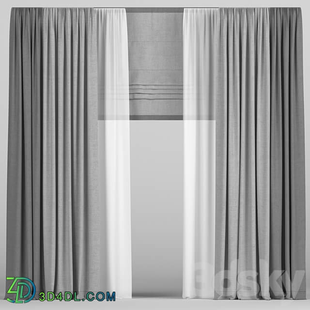 Curtains in two colors with roman