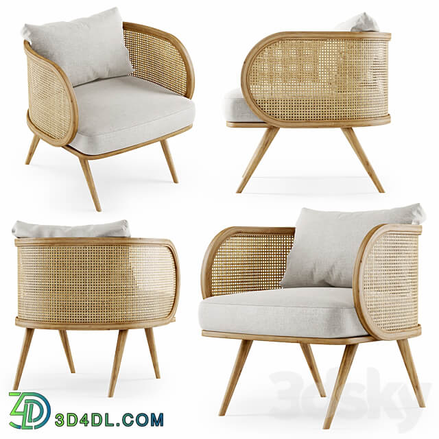 Wooden rattan lounge chair C20 Rattan chair