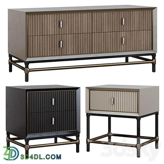 Sideboard Chest of drawer Chest of drawers and bedside tables in Art Deco style 05