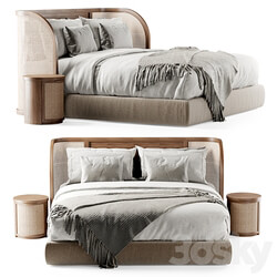Bed Wooden double bed DB57 Double bed rattan 