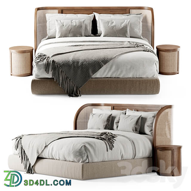 Bed Wooden double bed DB57 Double bed rattan