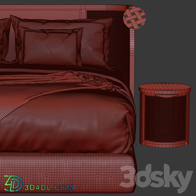 Bed Wooden double bed DB57 Double bed rattan