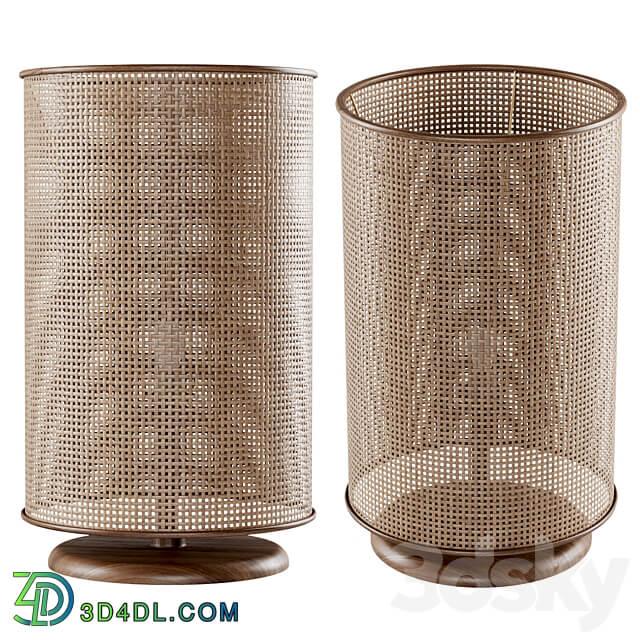 Wooden rattan table lamp L500 Round table lamp