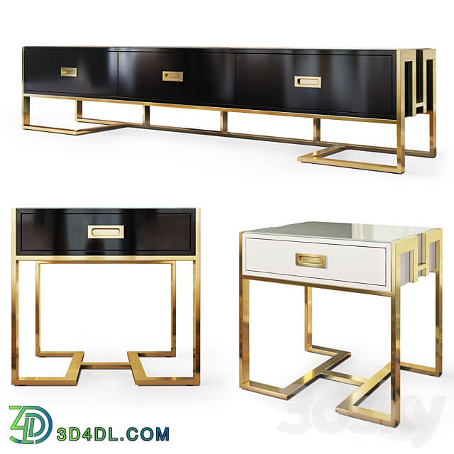 Sideboard Chest of drawer Chest of drawers and bedside tables Art Deco 01. Nightstand Tvstand by LaLume