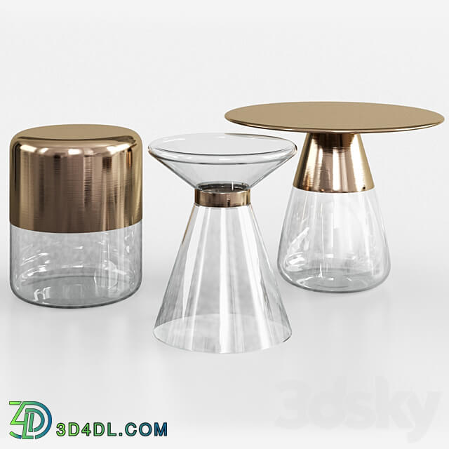 Maisons du Monde glass and gold metal side table