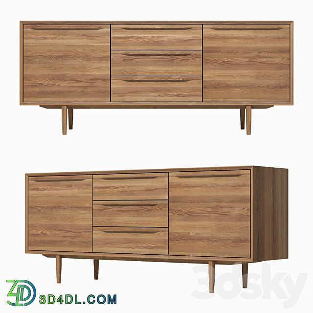 Sideboard Chest of drawer Chest of drawers Bruni with three drawers and doors 180 75 45 cm