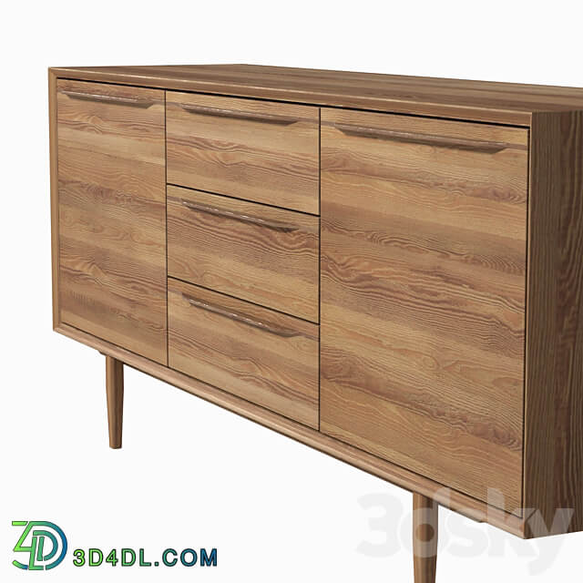 Sideboard Chest of drawer Chest of drawers Bruni with three drawers and doors 180 75 45 cm