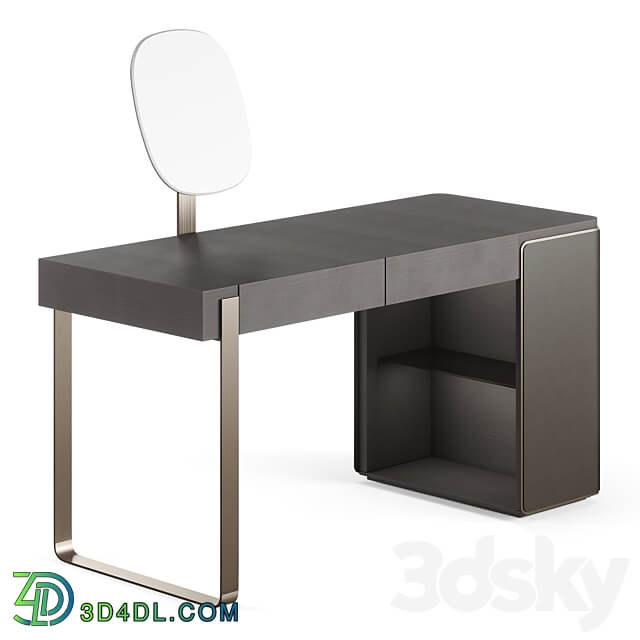 Fendi Icon Lady Desk with Mirror Charcoal Fiddleback Sycamore 