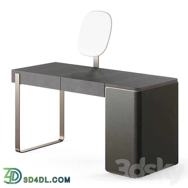 Fendi Icon Lady Desk with Mirror Charcoal Fiddleback Sycamore 