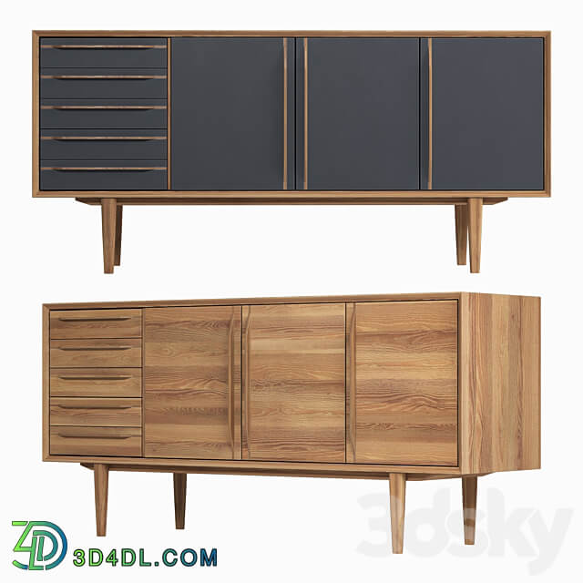 Sideboard Chest of drawer Chest of drawers Bruni Bruni Black three doors 160 75 45 cm