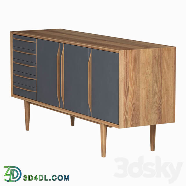 Sideboard Chest of drawer Chest of drawers Bruni Bruni Black three doors 160 75 45 cm