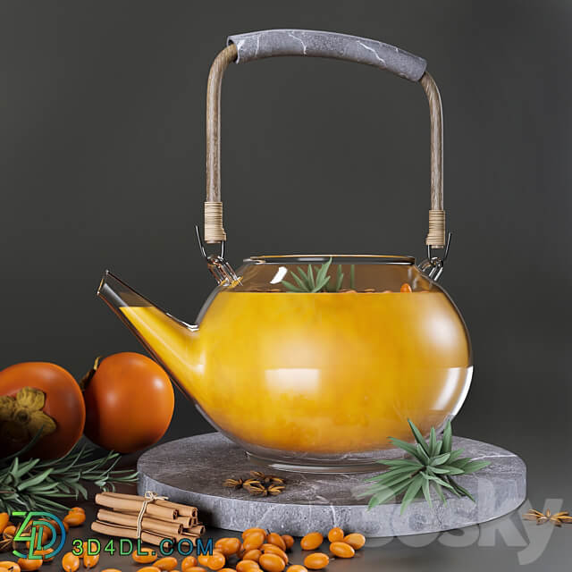 Tea Set with sea buckthorn and persimmon