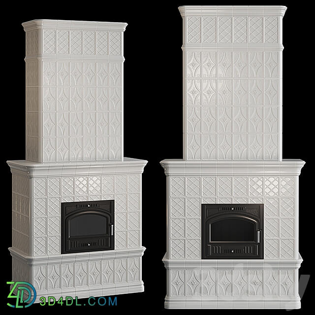 Stove fireplace with tiles