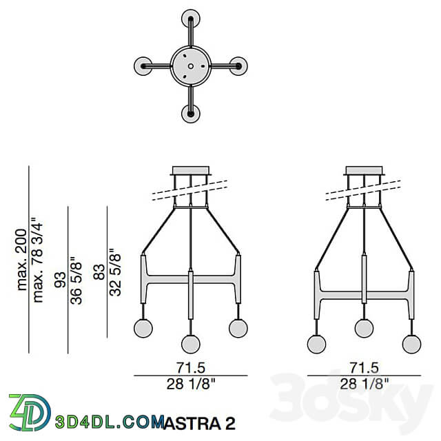 Pendant light Astra lamp 2 by Porada