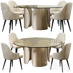 Table Chair Ludwig chair and table Petalo 72 round by Reflex 