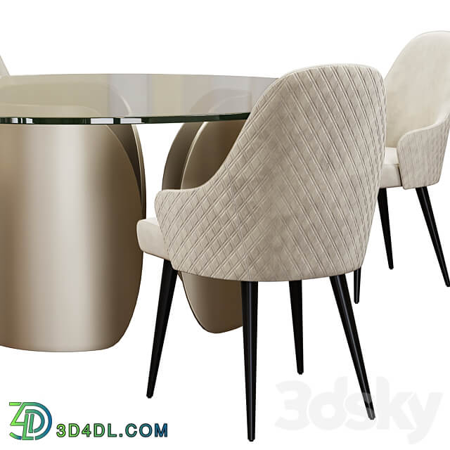Table Chair Ludwig chair and table Petalo 72 round by Reflex