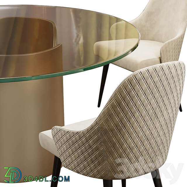 Table Chair Ludwig chair and table Petalo 72 round by Reflex