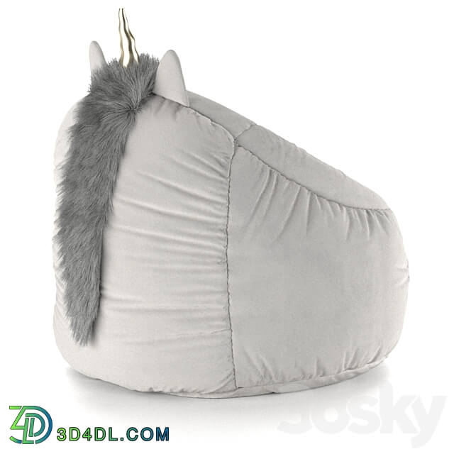 Kids Bean Bag Chair White Unicorn Pillowfort Miscellaneous 3D Models