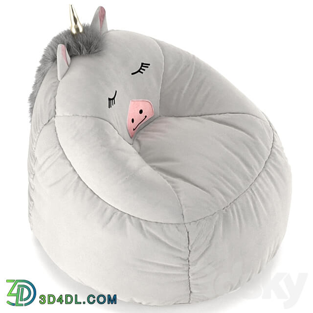 Kids Bean Bag Chair White Unicorn Pillowfort Miscellaneous 3D Models