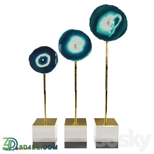 Set of 3 statuettes AGATE DESIGN blue