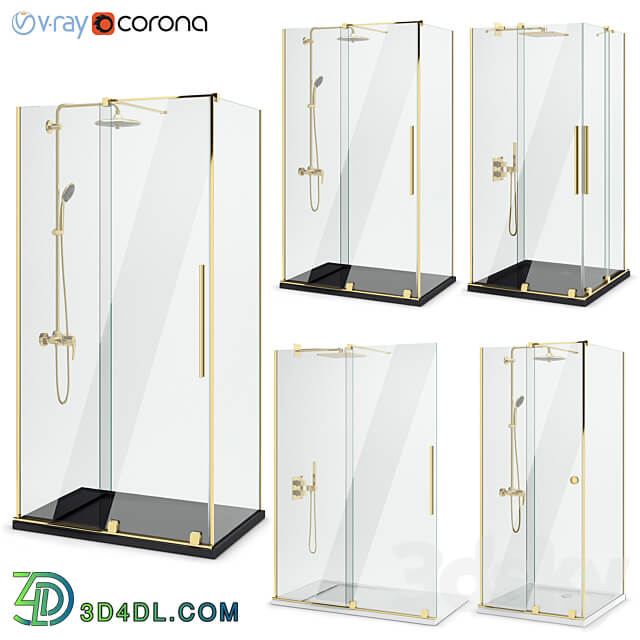 Shower enclosures Radaway Furo gold set 115