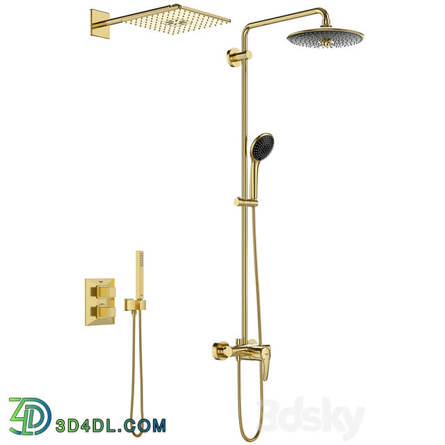 Shower enclosures Radaway Furo gold set 115