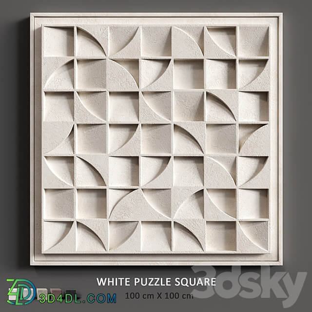Relief White Puzzle Square 3D Models