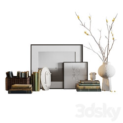 Decor set with vases and books 