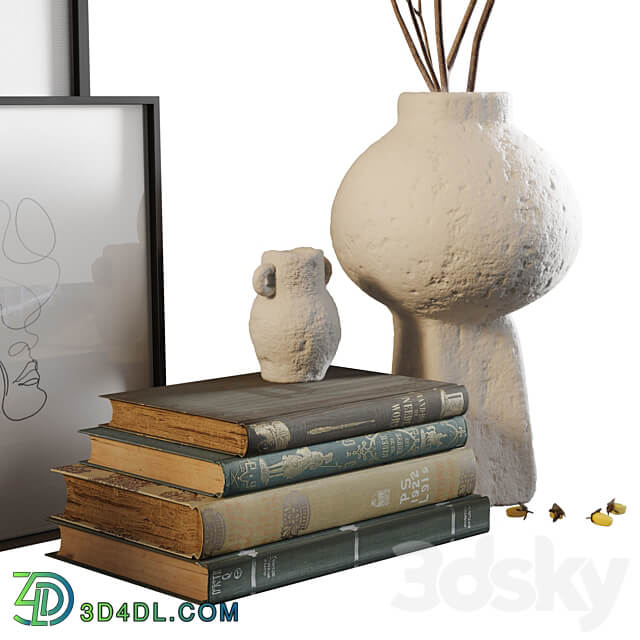 Decor set with vases and books