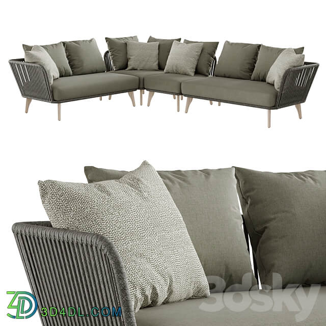 Outdoor garden wicker woven modular sofa 4so Santander 3D Models