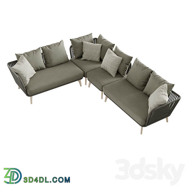 Outdoor garden wicker woven modular sofa 4so Santander 3D Models