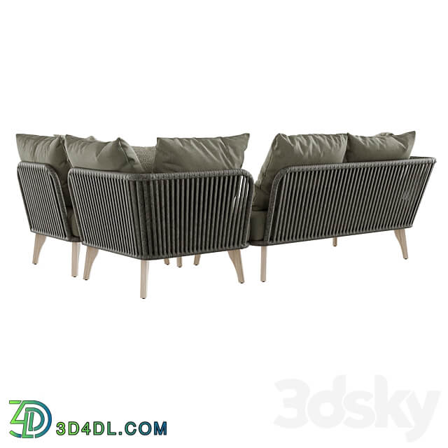 Outdoor garden wicker woven modular sofa 4so Santander 3D Models