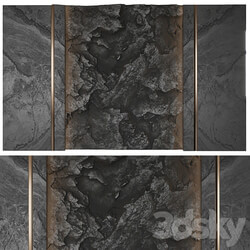 Wall panel with a black rock 