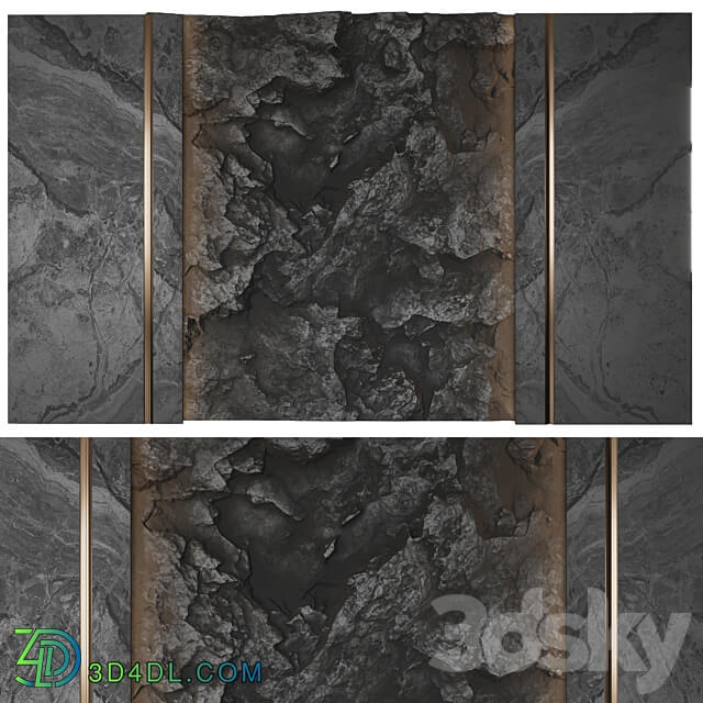 Wall panel with a black rock