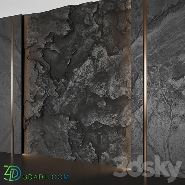 Wall panel with a black rock