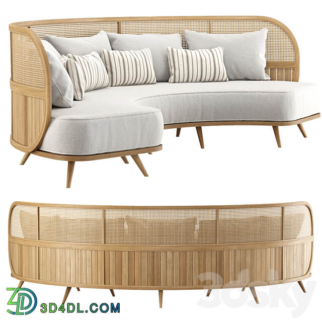 Garden round sofa R157 Semi circular rattan sofa